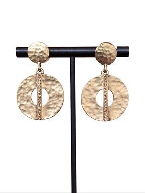 Madison Tyler Brushed Goldtone Circle Drop Dangle Earrings